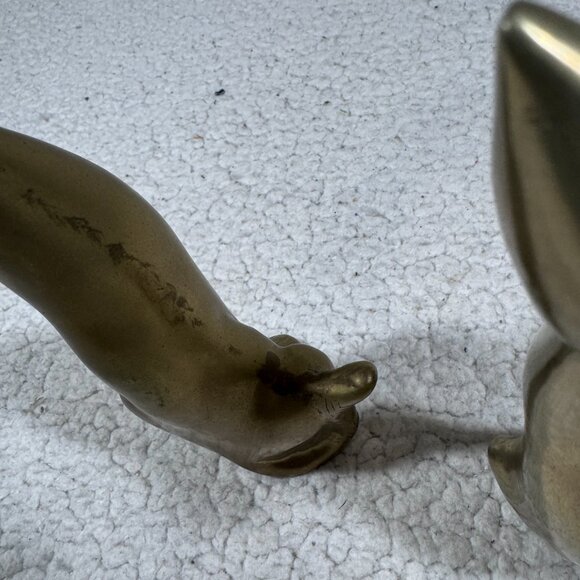 Pair Of VTG Mid Century Brass Siamese Cat Statue Figurines MCM KOREA Brass Cats - Picture 7 of 8